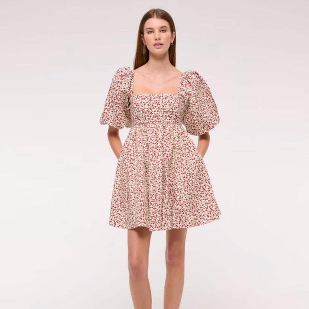 Abercrombie Poplin Puff Sleeve Mini Dress
